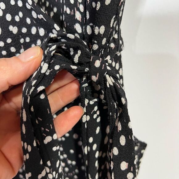 Max Studio Black Cream Pink Wrap Ruffle Maxi Dress - Picture 5 of 9